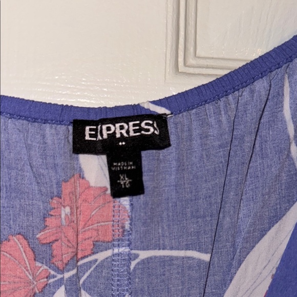 Floral Blue and Red Women's Top - Picture 3 of 8